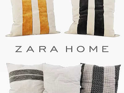 ZARA HOME Trendy Decorative Pillows Featuring Striped Patterns and Textured Details for Modern Home Decor 3d model