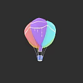Colorful Hot Air Balloon With Vibrant Multicolored Design And Hanging Basket