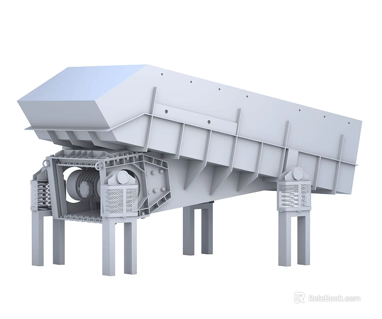 Industrial Inclined Vibrating Screen Equipment with Heavy Duty Support Structure 3d model 