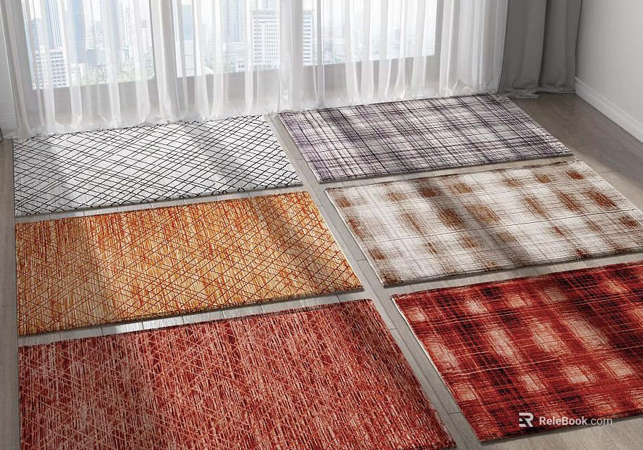 Square Rugs With Diverse Colors And Patterns For Living Room Home Decor 3d model 
