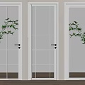 Modern White Hinged Doors With Various Glass Patterns And Sleek Frames 3d model