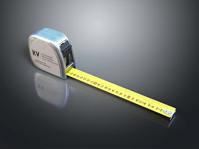 KV Brand Silver And Yellow Extended Tape Measure For Home Measuring 3d model