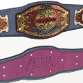 Blue And Purple Championship Belts With Decorative Emblems And Stylish Design