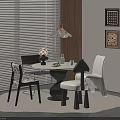Modern Aesthetic Dining Table Set With Unique Stylish Chairs For Cozy Bright Home Dining Area