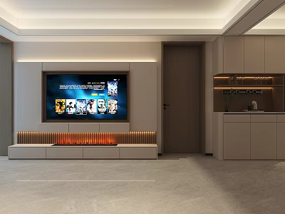 Modern TV cabinet TV background wall 3d model