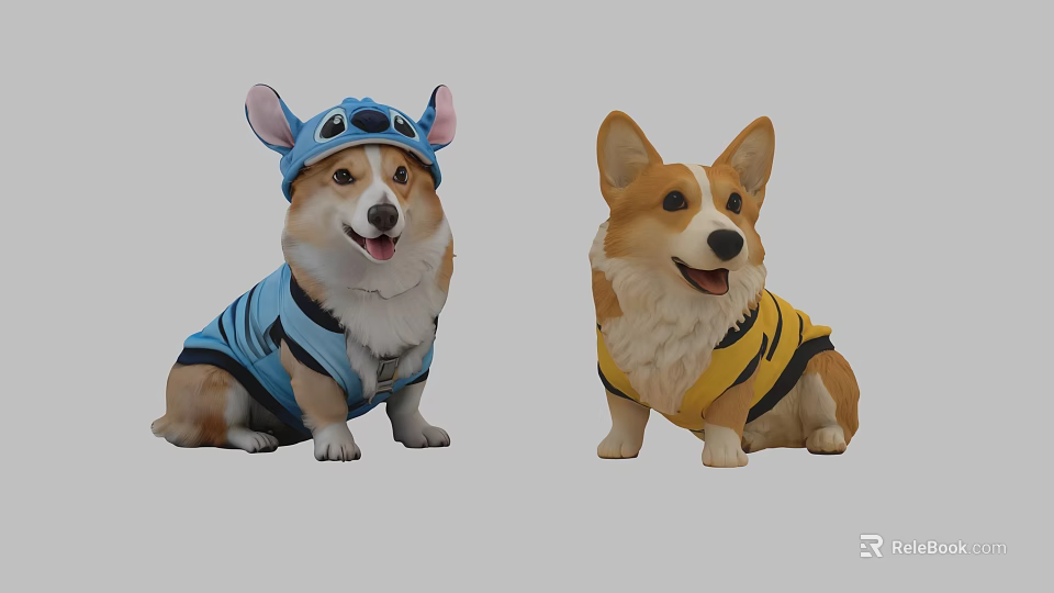 Cute Reptile Pets Wearing Colorful Costumes Sitting And Posing Happily 3d model 