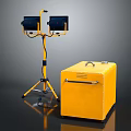 Yellow Portable Tripod Device With Dual Screens And Storage Box