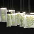 Modern Decorative Chandelier With Transparent Glass And Green Leaf Patterns For Interior Design