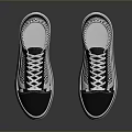 Stylish Black And White Checkered Canvas Shoes With Lace Up Design And White Sole