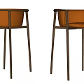 Modern Leather Bar Stools With Metal Frame Comfortable Armrests And Stylish Design 3d model