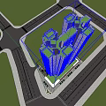 Modern High Rise Residential Building With Glass Facade Tree Surroundings And Ground Floor Shops