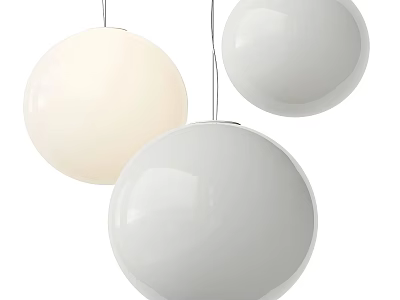 Modern White Spherical Chandeliers with Smooth Glossy Finish and Hanging Design 3d model