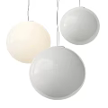 Modern White Spherical Chandeliers with Smooth Glossy Finish and Hanging Design