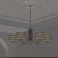 Opal Glass Shades Wooden Metal Chandelier With Decorative Ceiling Molding