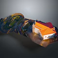 3D Rendered Fortress Structure With Circular Walls Orange Roof And White Building