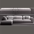 Modern Gray L shaped Sectional Sofa with Soft Upholstery and Decorative Pillows 3d model