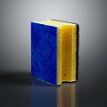 Blue Patterned Dishwashing Sponge With Yellow Inner Layer For Daily Cleaning Use 3d model