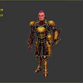 Orange Armored Warrior Character with Red Hair in Full Body Sci Fi Armor Design