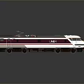 Modern Electric Train Yellow Front Purple White Body Black Roof Red Top Components