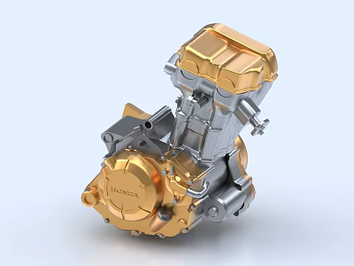 Honda High Performance Engine With Gold And Silver Finish And Precision Components 3d model