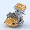 Honda High Performance Engine With Gold And Silver Finish And Precision Components 3d model