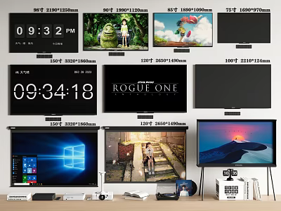 TV Digital TV Bracket TV Projection Screen Projector 3d model