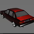 Classic Red Sedan Car With Shiny Body And White Wheels Design