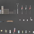 Comprehensive Road Infrastructure With Traffic Signs Street Lamps And Bus Stops