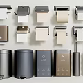 Modern Bathroom Accessories With Toilet Paper Holders Trash Cans Brushes Black Brown And Beige Finishes