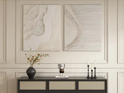 Modern Cream Style Decorative Painting Hanging Painting 3d model