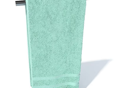 Light Green Soft Absorbent Towel Hanging On Metal Rack For Daily Bathroom Use 3d model