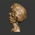 Golden Abstract Head Sculpture With Intricate Flame Like Textures And Shiny Surface