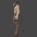 Game And Movie Character Horned Demon With Muscular Body Blue Chest Markings And Rough Skin
