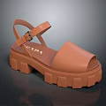 Prada Brown Open Toe Sandals With Adjustable Strap And Chunky Platform Sole 3d model