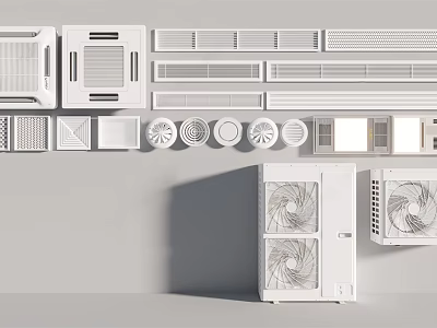 Various Types of Air Conditioner Air Vents With Grille Designs and Shapes 3d model