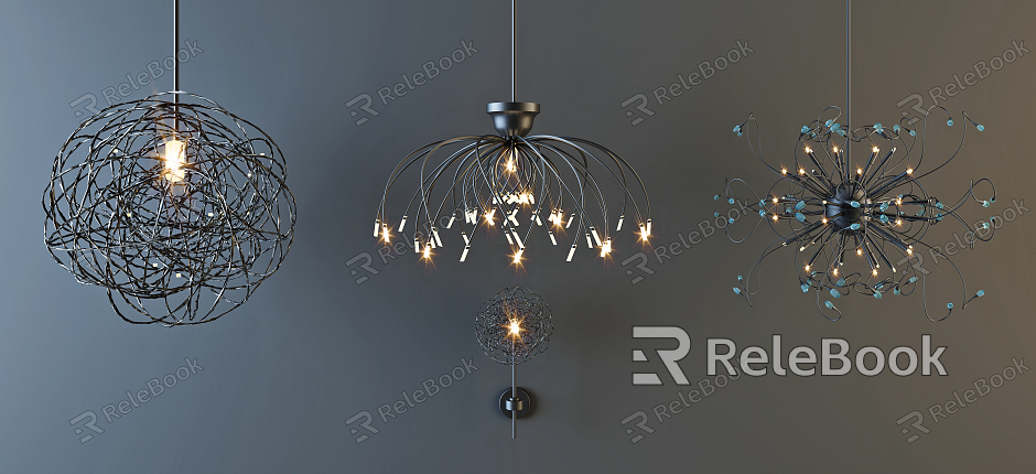 Post-modern lamp combination stylish simple metal chandelier combination model