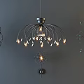 Post-modern lamp combination stylish simple metal chandelier combination 3d model
