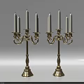 Pair of Vintage Brass Candelabra with Multiple Candle Arms and Classic Design