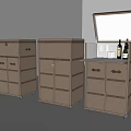 Three Modern Wooden Sideboard Cabinets With Drawers And Open Door Design