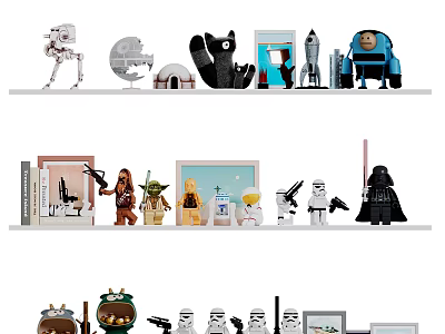 Assorted Decorative Ornament Collection With Sci Fi Character Figurines Model Decorations 3d model