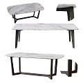 Modern Dining Table Design With Sleek Marble Top And Dark Wood Legs