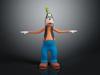 Goofy Character Figure With Green Hat Orange Shirt Blue Pants 3d model