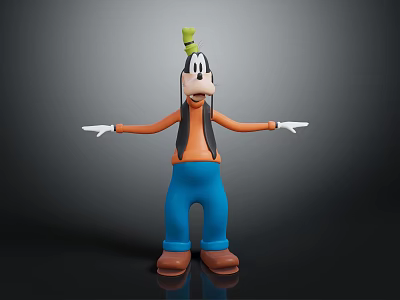 Goofy Character Figure With Green Hat Orange Shirt Blue Pants 3d model
