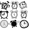 Creative Cartoon Alarm Clocks Wall Decor with Various Black and White Designs