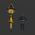 Practical Household Supplies With Yellow Mechanical Arm And Person In Blue Diving Suit