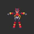 Futuristic 3D Game Character With Red Blue Yellow Armor In Dynamic Pose