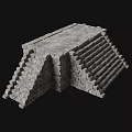 Ancient Stone Architecture Stepped Platform Structure With Stacked Stone Blocks 3d model
