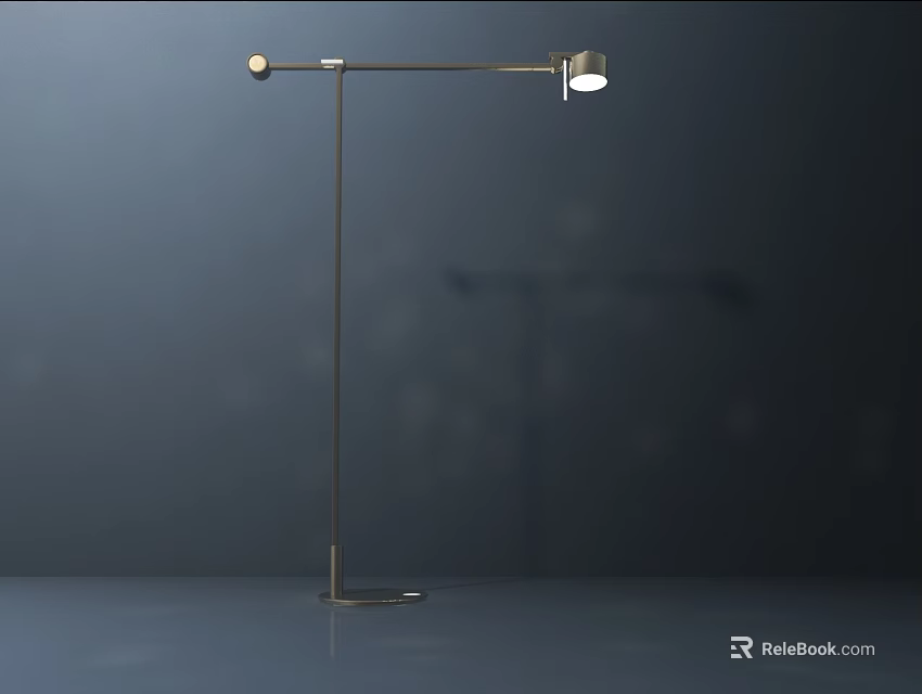 Modern Sleek Metal Floor Lamp With Adjustable Lamp Head And Soft Lighting 3d model