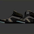 Modern Stylish High Top Shoes With Black Gray Body Blue Accent Lines And Patterned Toe
