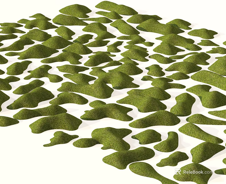 Green Irregular Hill Shaped Vegetation With Abstract Natural Textured Surface 3d model 